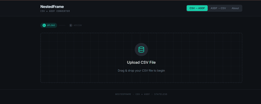 NestedFrame CSV <-> ASDF Converter
